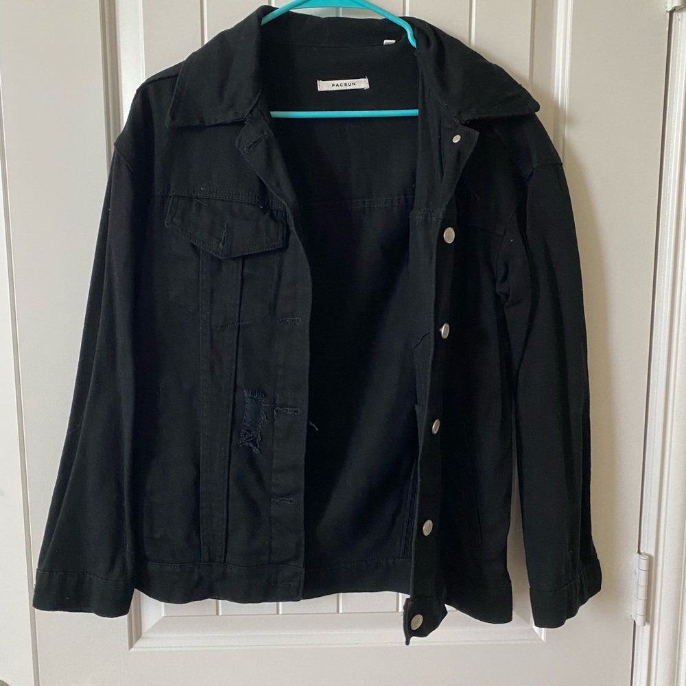 black american eagle jean jacket
